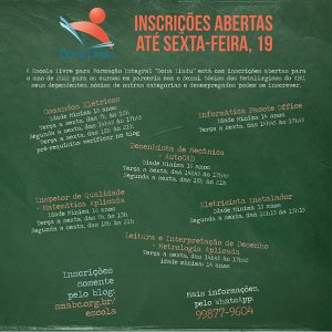 Inscrições abertas até sexta-feira, 19