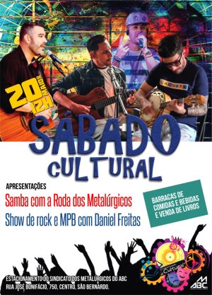 Primeiro Sábado Cultural traz roda de samba, rock e MPB amanhã na Sede