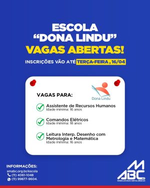 Escola “Dona Lindu” tem inscrições abertas para os cursos em parceria com Senai até o próximo dia 16