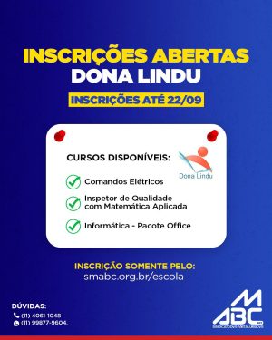 Últimos dias para inscrições de dois cursos na ‘Dona Lindu’. Participe!