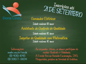 Inscrições abertas na Escola do Sindicato até dia 21 para três cursos em parceria com o Senai