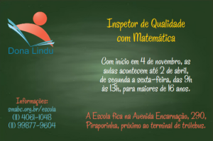 Escola ‘Dona Lindu’: Inscrições para curso de Inspetor de Qualidade com Matemática estão abertas até dia 26
