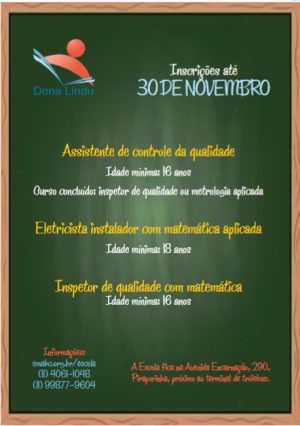 Escola ‘Dona Lindu’:  Inscrições para cursos em parceria com Senai estão abertas até dia 30