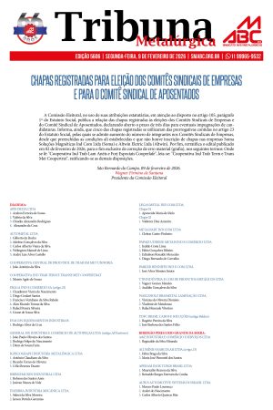 Chapas registradas para eleição dos comitês sindicais de empresas e para o comitê sindical de aposentados